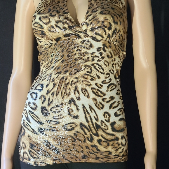 CANTANA Exotic Metallic Look 🐆 LEOPARD HALTER TOP - Picture 12 of 16